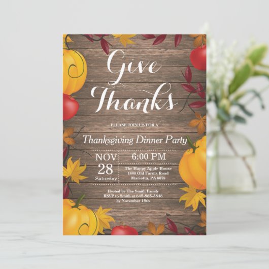 Rustige Thanksgiving Najaar Herfst Dinner Party Kaart (Staand voorkant)