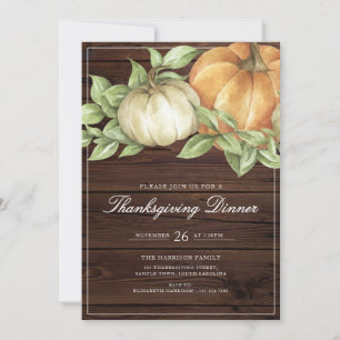Rustige Thanksgiving Pompoen Diner Kaart
