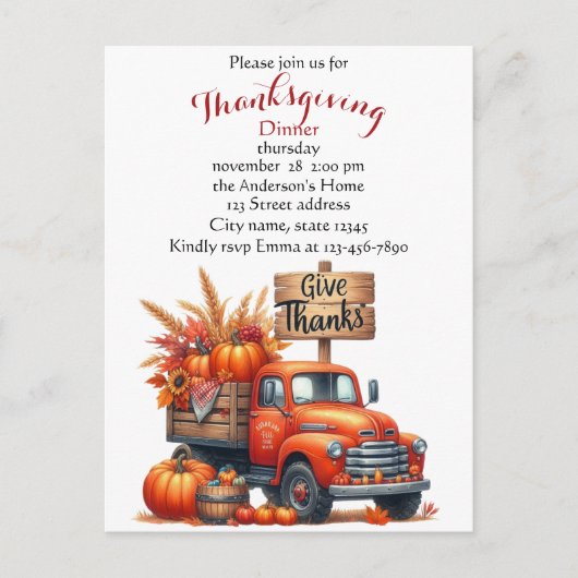 Rustige Thanksgiving Pompoen Waterverf Herfst Briefkaart (Voorkant)