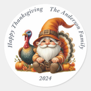 Rustige Thanksgiving Pompoen Waterverf Herfst Ronde Sticker
