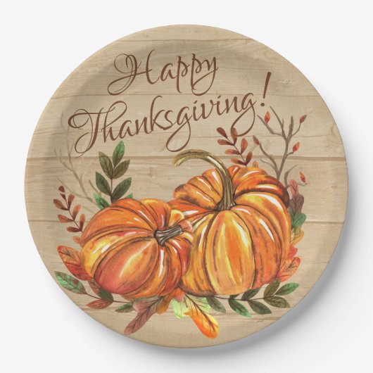 Rustige Thanksgiving Pompoenen Papieren Bordje (Voorkant)