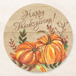 Rustige Thanksgiving Pompoenen Ronde Kartonnen Onderzetter