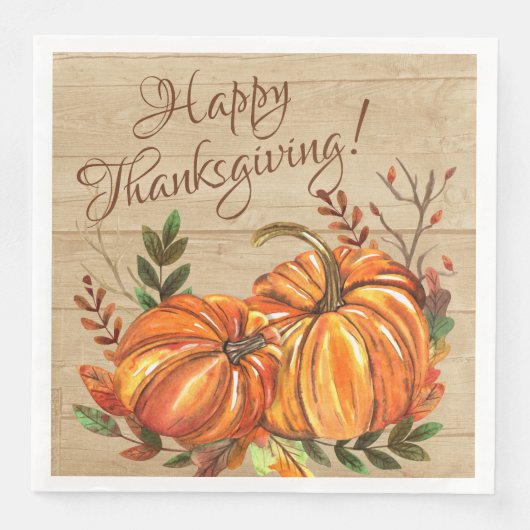 Rustige Thanksgiving Pompoenen Servet (Voorkant)