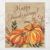 Rustige Thanksgiving Pompoenen Wijn Etiket (Enkel label)