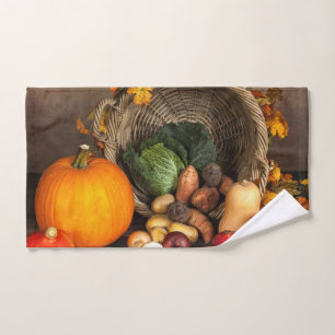 Rustige Thanksgiving Tafel Bounful Harvest Bad Handdoek