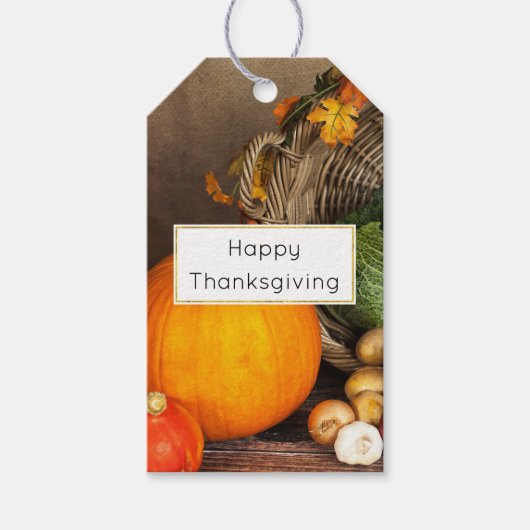 Rustige Thanksgiving Tafel Bounful Harvest Cadeaulabel (Voorkant)
