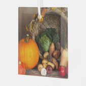 Rustige Thanksgiving Tafel Bounful Harvest Glas Ornament (Voorkant links)