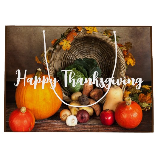 Rustige Thanksgiving Tafel Bounful Harvest Groot Cadeauzakje (Voorkant)
