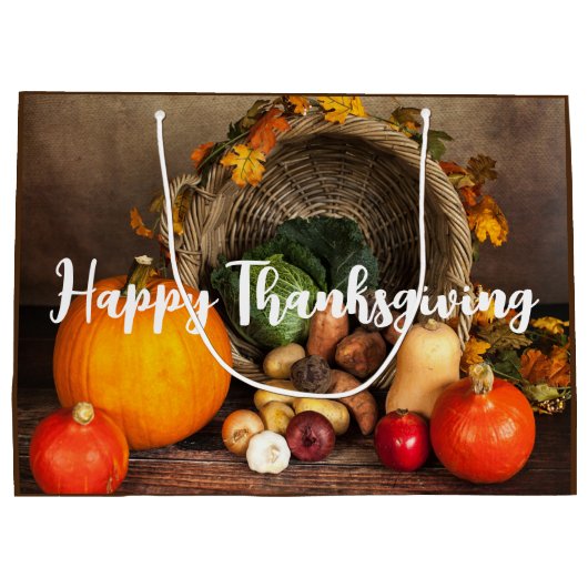 Rustige Thanksgiving Tafel Bounful Harvest Groot Cadeauzakje (Achterkant)