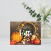 Rustige Thanksgiving Tafel Bounful Harvest Hallo Briefkaart (Staand voorkant)