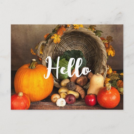 Rustige Thanksgiving Tafel Bounful Harvest Hallo Briefkaart (Voorkant)