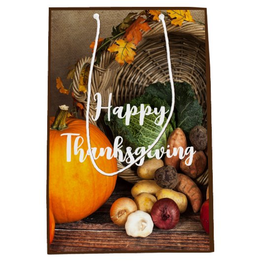 Rustige Thanksgiving Tafel Bounful Harvest Medium Cadeauzakje (Voorkant)