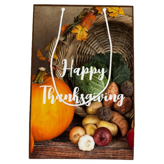 Rustige Thanksgiving Tafel Bounful Harvest Medium Cadeauzakje (Achterkant)