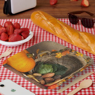 Rustige Thanksgiving Tafel Bounful Harvest Papieren Bordje