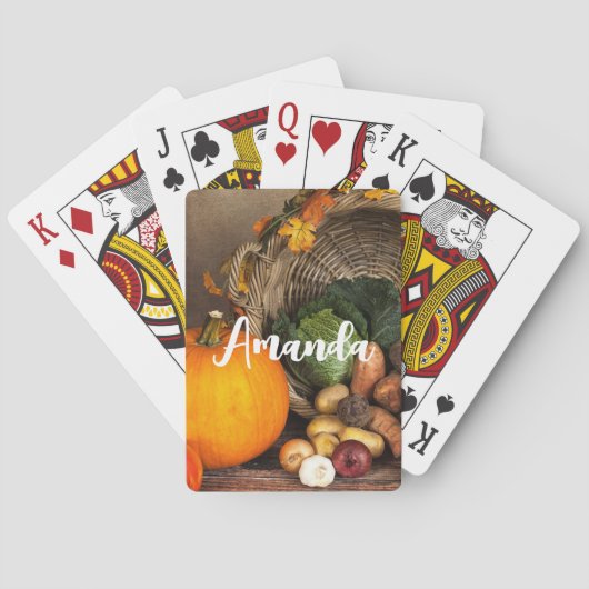 Rustige Thanksgiving Tafel Bounful Harvest Pokerkaarten (Achterkant)