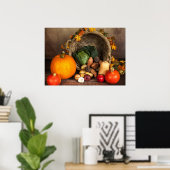 Rustige Thanksgiving Tafel Bounful Harvest Poster (Thuiskantoor)