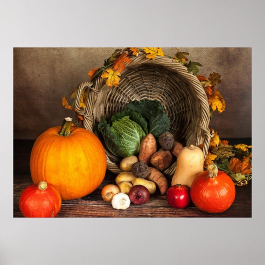 Rustige Thanksgiving Tafel Bounful Harvest Poster (Voorkant)