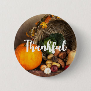Rustige Thanksgiving Tafel Bounful Harvest Ronde Button 5,7 Cm