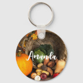 Rustige Thanksgiving Tafel Bounful Harvest Sleutelhanger (Voorkant)