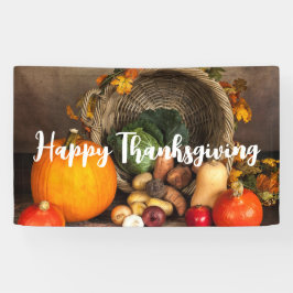 Rustige Thanksgiving Tafel Bounful Harvest Spandoek