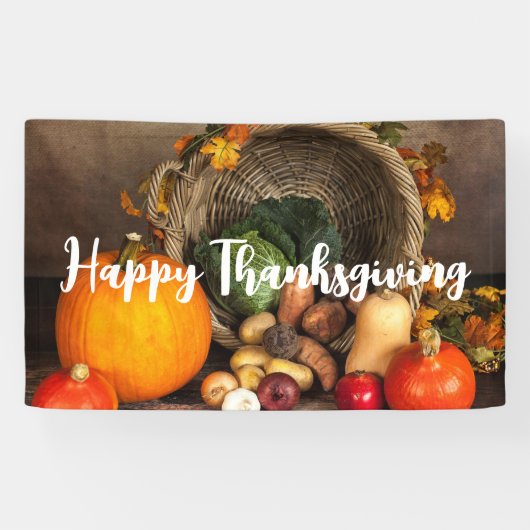 Rustige Thanksgiving Tafel Bounful Harvest Spandoek (Horizontaal)