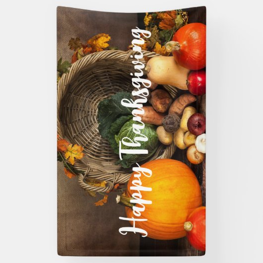 Rustige Thanksgiving Tafel Bounful Harvest Spandoek (Verticaal)