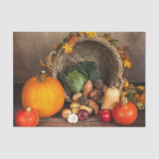 Rustige Thanksgiving Tafel Bounful Harvest Tissuepapier (Voorkant)