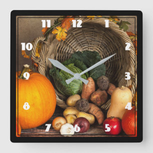 Rustige Thanksgiving Tafel Bounful Harvest Vierkante Klok
