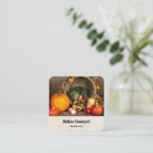 Rustige Thanksgiving Tafel Bounful Harvest Vierkante Visitekaartje (Staand voorkant)