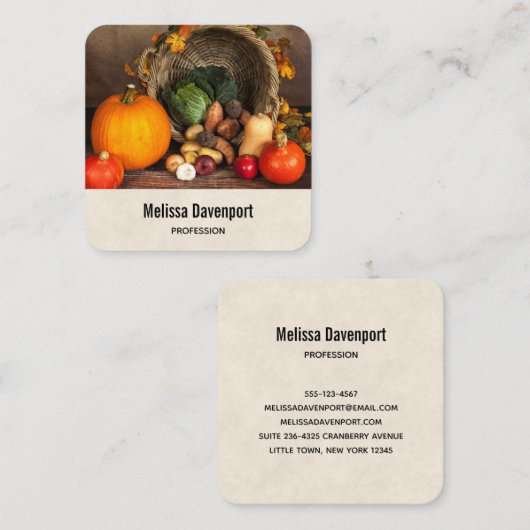 Rustige Thanksgiving Tafel Bounful Harvest Vierkante Visitekaartje (Voorkant / Achterkant)