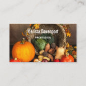 Rustige Thanksgiving Tafel Bounful Harvest Visitekaartje (Voorkant)