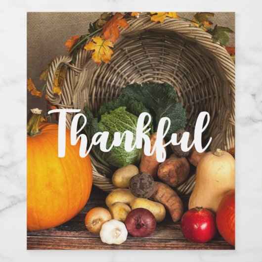 Rustige Thanksgiving Tafel Bounful Harvest Wijn Etiket (Enkel label)