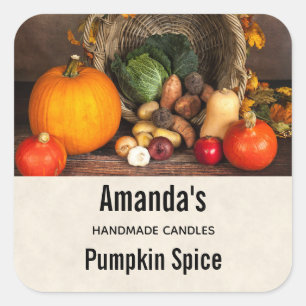 Rustige Thanksgiving Tafelpompoen Candle Biz Vierkante Sticker