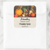 Rustige Thanksgiving Tafelpompoen Candle Biz Vierkante Sticker (Tas)