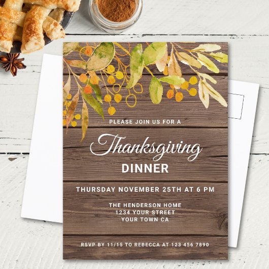 Rustige Thanksgiving Uitnodiging Briefkaart