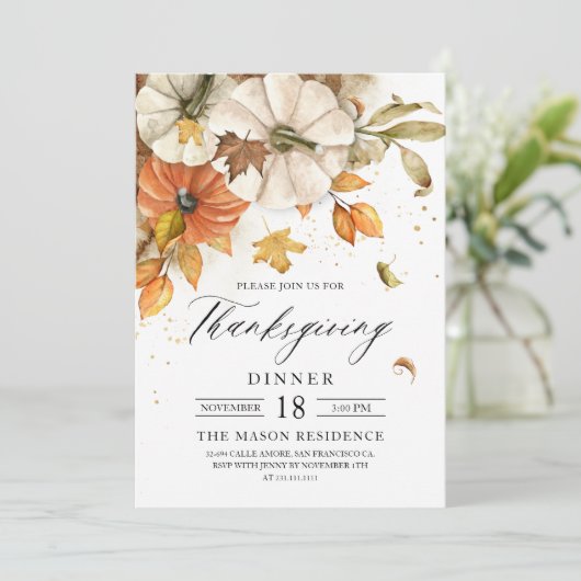 Rustige Thanksgiving - Uitnodiging voor pompoen (Staand voorkant)