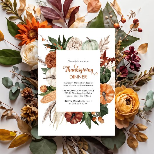 Rustige Thanksgiving - Uitnodiging voor pompoen