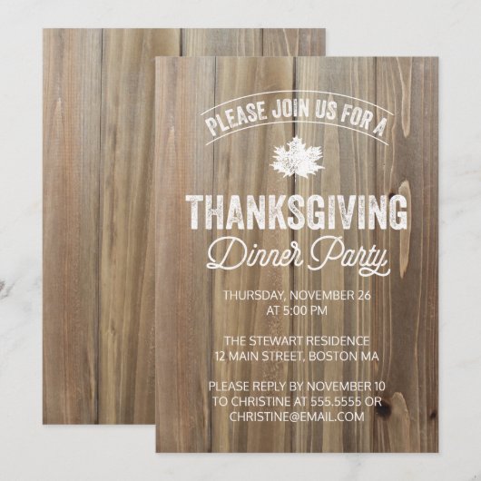 Rustige Thanksgiving uitnodigingen binnenpartij (Voorkant / Achterkant)