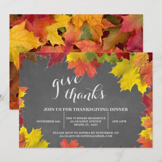 Rustige Thanksgiving van alle bladeren van het Cha Kaart (Voorkant / Achterkant)