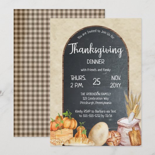 Rustige Thanksgiving van Chalkboard voor land Kaart (Voorkant / Achterkant)
