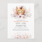 Rustige Thanksgiving van Floral Fall Leaves Pumpki Uitnodiging Briefkaart (Voorkant)