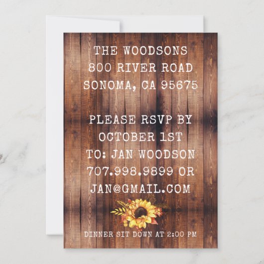 Rustige Thanksgiving zonnebloem pompoen Kaart (Achterkant)