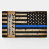 Rustige Thin Blue Line Flag Police Retirement Spandoek (Horizontaal)