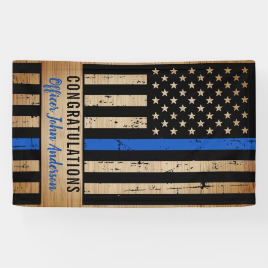 Rustige Thin Blue Line Flag Police Retirement Spandoek (Horizontaal)