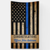 Rustige Thin Blue Line Flag Police Retirement Spandoek (Verticaal)