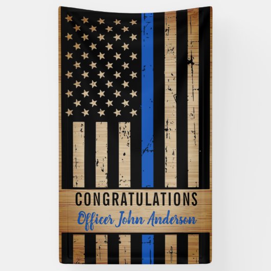 Rustige Thin Blue Line Flag Police Retirement Spandoek (Verticaal)