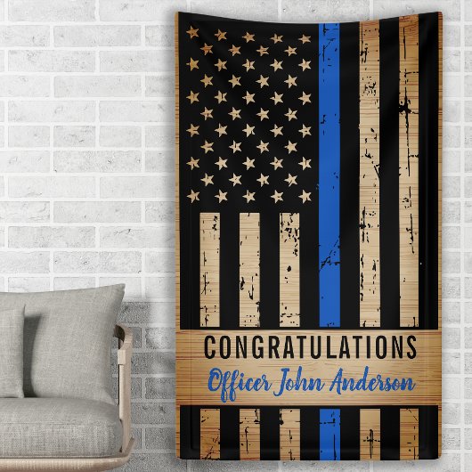 Rustige Thin Blue Line Flag Police Retirement Spandoek