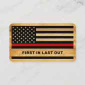 Rustige Thin Red Line America Flag Wood Firefighte Visitekaartje (Achterkant)