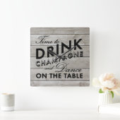 Rustige tijd om Champagne Wall Clock te Drinken Vierkante Klok (Huis)