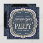 Rustige Timber Denim Custom Age Birthday Party Kaart (Voorkant / Achterkant)